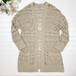 Lucky Brand Open Knit Crochet Cardigan | Small